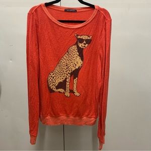Wildfox Red Jaguar Sunglasses Pullover Sweater